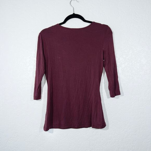 ModCloth Wine Red Ruffle Front Top Size Small - Picture 4 of 5